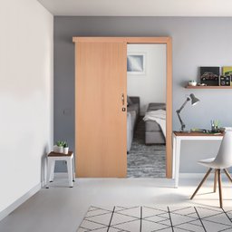 Kit Porta de Madeira Correr Lisa Direita 213cmx80,5cmx12cm PE91 Esel - 2