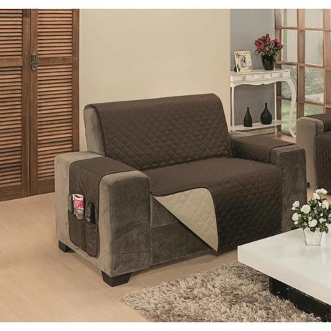 Protetor Impermeável Para Sofá 2 Lugares Dupla Face - Tabaco