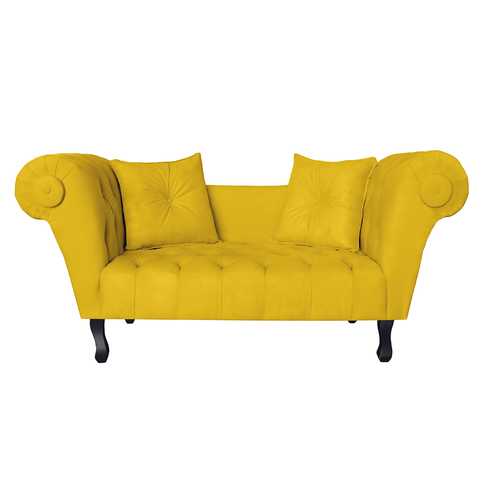 Sofá Recamier Recepção Decorativo 02 Lugares Londres Suede Amarelo - Incasa Decor