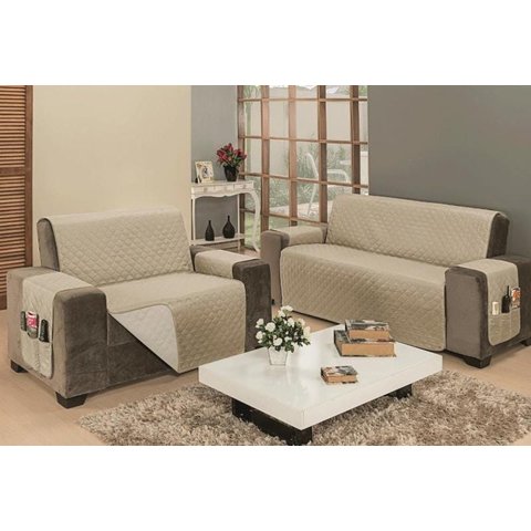 Protetor Impermeável Sofá 2/3 Lugares Dupla Face - Káqui