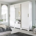 Ver imagem 1 de Guarda Roupa Armário Roupeiro Casal MDF 3 Portas de Correr 4 Gavetas 6 Prateleiras Quarto Branco
