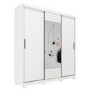Ver imagem 2 de Guarda Roupa Armário Roupeiro Casal MDF 3 Portas de Correr 4 Gavetas 6 Prateleiras Quarto Branco