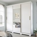 Ver imagem 6 de Guarda Roupa Armário Roupeiro Casal MDF 3 Portas de Correr 4 Gavetas 6 Prateleiras Quarto Branco