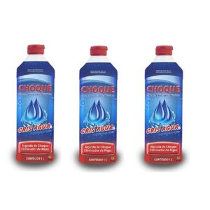 Kit 3 algicidas de choque  eliminador de algas 1L Cris Água