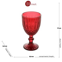 Cj 6 Taças Vidro P/ Água Vinho Bebidas Greek Vermelho 345ml - 7
