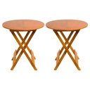 Ver imagem 1 de Kit 2 Mesas Redondas Dobráveis Em Madeira Maciça 70X70 Mel Ideal Para Bares E Restaurantes