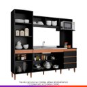 Ver imagem 2 de Kit Cozinha Preta Completa Compacta França 215Cm + Balcão Cooktop + Bancada Ilha 140Cm MDP - PRIME