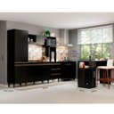 Ver imagem 5 de Kit Cozinha Preta Completa Compacta França 215Cm + Balcão Cooktop + Bancada Ilha 140Cm MDP - PRIME