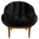 Ver imagem 3 de Kit 2 Poltronas Veludo Preto Base Madeira Castanho