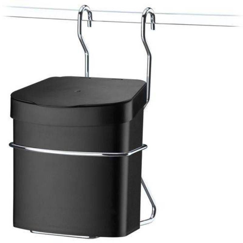 Suporte com Lixeira 2,5l para Barra de Cozinha Aço Cromado Preta