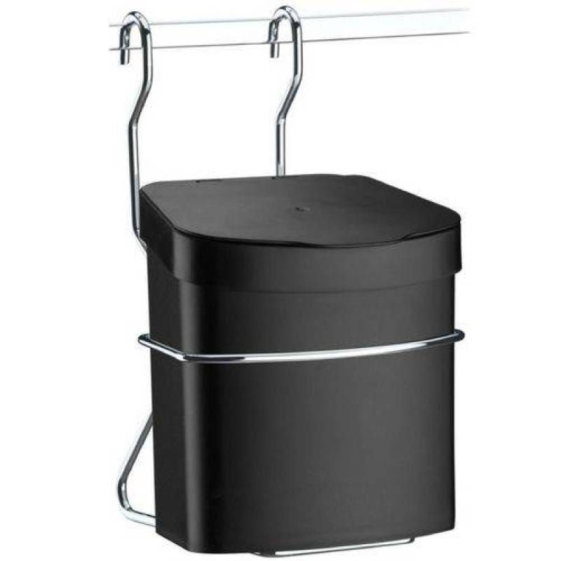 Ver imagem 3 de Suporte com Lixeira 2,5l para Barra de Cozinha Aço Cromado Preta