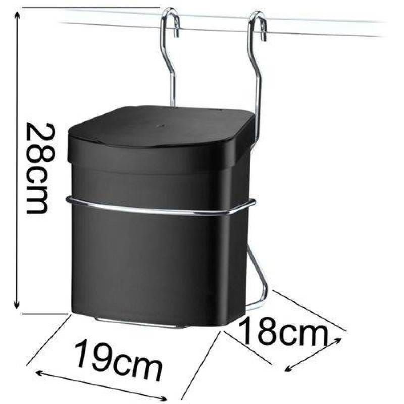 Suporte com Lixeira 2,5l para Barra de Cozinha Aço Cromado Preta - 4