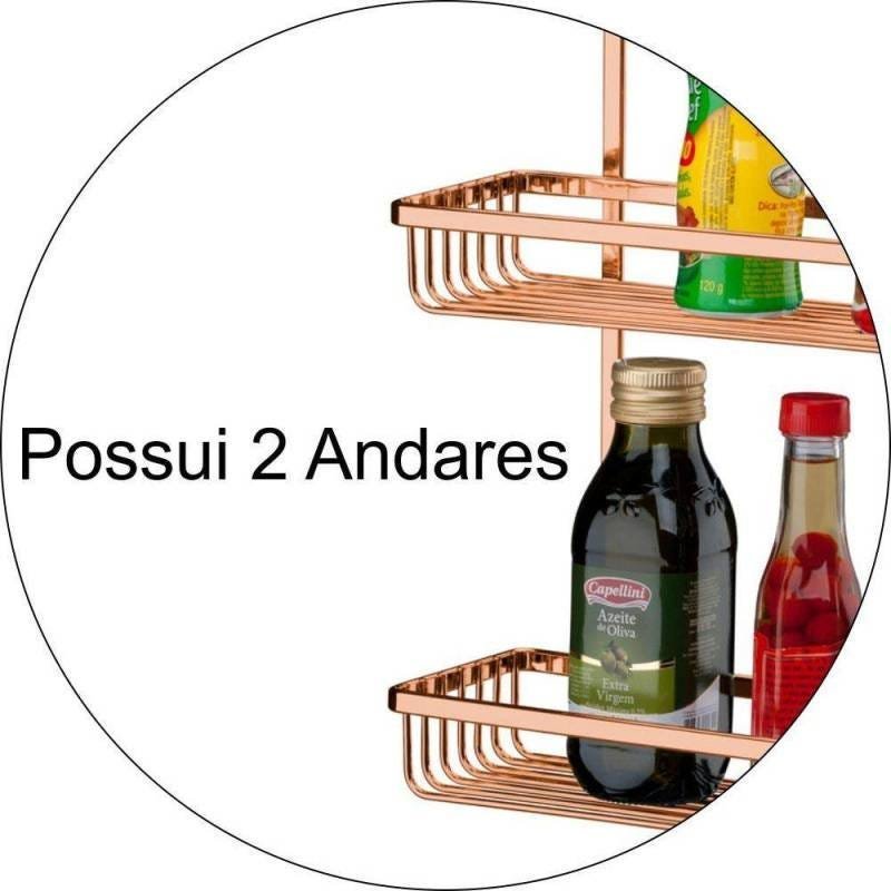 Suporte Multiuso Duplo Para Barra de Cozinha - Cobre - 5