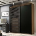 Ver imagem 1 de Guarda Roupa Ripado MDF 2 Portas 2,07m Autes Belmax:Álamo/Preto