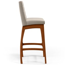 Kit 03 Banquetas Altas Para Cozinha Sala de Jantar Fixa Mila B04 Linho Cru - Lyam Decor - 6