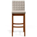 Ver imagem 5 de Kit 03 Banquetas Altas Para Cozinha Sala de Jantar Fixa Mila B04 Linho Cru - Lyam Decor