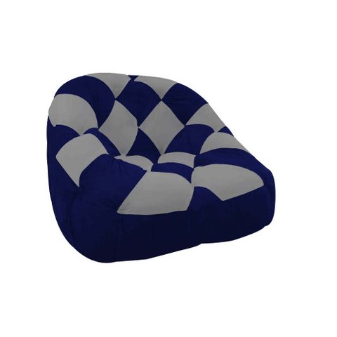Poltrona Paloma Escritório Sala Pé Plástico Suede Azul Marinho e Suede Cinza - Dominic Decor