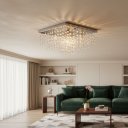 Ver imagem 7 de Lustre Cristal Legítimo K9 30x30 Aço Inox Sala de Jantar Luminária de Teto Sobrepor