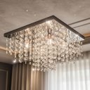 Ver imagem 1 de Lustre Cristal Legítimo K9 30x30 Aço Inox Sala de Jantar Luminária de Teto Sobrepor