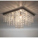 Ver imagem 2 de Lustre Cristal Legítimo K9 30x30 Aço Inox Sala de Jantar Luminária de Teto Sobrepor