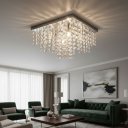Ver imagem 5 de Lustre Cristal Legítimo K9 30x30 Aço Inox Sala de Jantar Luminária de Teto Sobrepor