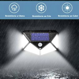 Luminária Solar 100 Leds Sensor de Movimento Lâmpada com 3 Funções Área Externa Jardim Ip65 - 5