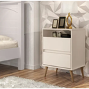 Ver imagem 2 de Mesa de cabeceira retrô pés palitos 2 gavetas -Lotus- CM - Off White