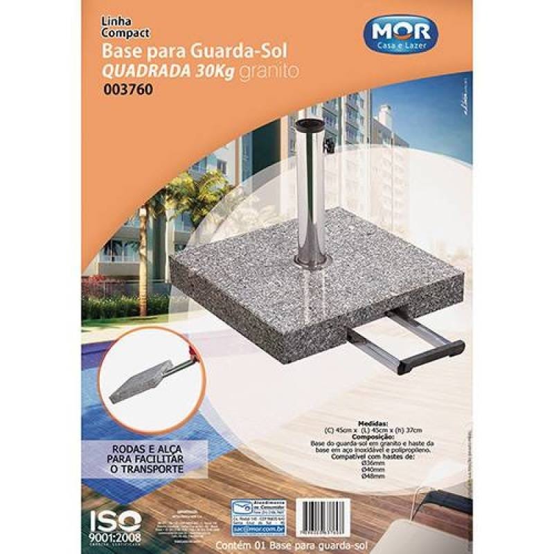 Base para Guarda-sol Quadrada com Alça Retrátil e Rodinhas Granito 30 Kg - 3