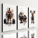 Ver imagem 1 de Kit3 Quadro Decorativo Powerlifting Peso Academia Gym Treino Moderno 28x20cm
