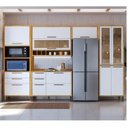Ver imagem 1 de Cozinha Completa Modulada 100% MDF 5 Peças 11 Portas 5 Gavetas e Vidro 349cm Vicenza Espresso Móveis Branco/Amêndoa