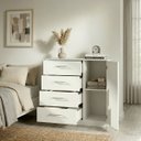 Ver imagem 4 de Cômoda Sapateira Branca 4 Gavetas 1 Porta Quarto Mdp Puxador Alumínio
