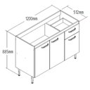 Ver imagem 3 de Cozinha Compacta 2 Peças em MDP Berlim Marrom/Ipê/Cristalo