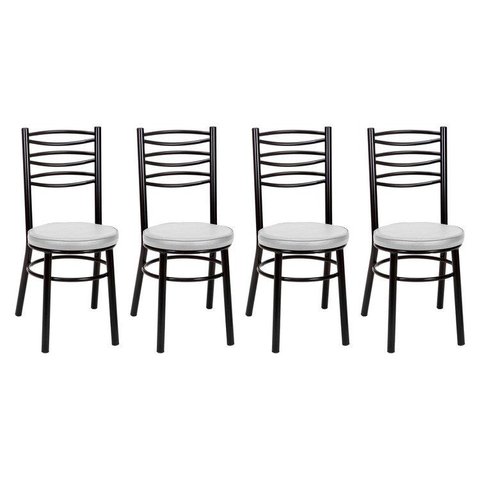 Conjunto 4 Cadeiras para Sala de Jantar Debrum Pintada Preto/Branco