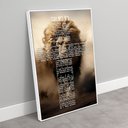 Ver imagem 2 de Quadro Decorativo Salmo 91 Leão Correndo no Deserto Sala Quarto Casa Escritório