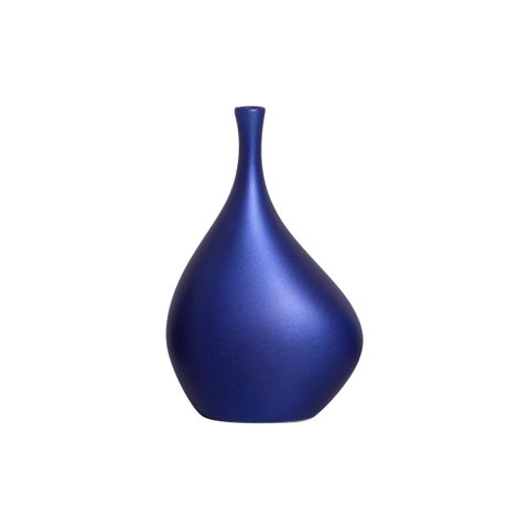 Vaso Decorativo de Cerâmica Garrafa Cristal Azul Royal Pequena para Enfeite de Mesa