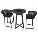 Ver imagem 1 de Conjunto Bistrô Champanheira Tampo Ripado e 2 Banquetas Reis Corda Náutica Verde Musgo