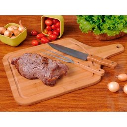 Tábua Cortar Carne Com Alça 50x30cm Bamboo Mor Churrasco - 2