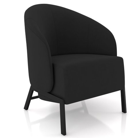 Poltrona Decorativa para Sala Living Pés Industrial Sierra K01 Veludo Preto - Lyam Decor