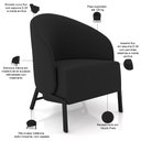 Ver imagem 4 de Poltrona Decorativa para Sala Living Pés Industrial Sierra K01 Veludo Preto - Lyam Decor