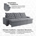 Ver imagem 2 de Sofá Retrátil 250m 3 Lugares Reclinável Suede Refinado Milão Cinza Claro