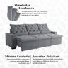 Sofá Retrátil 250m 3 Lugares Reclinável Suede Refinado Milão Cinza Claro - 2