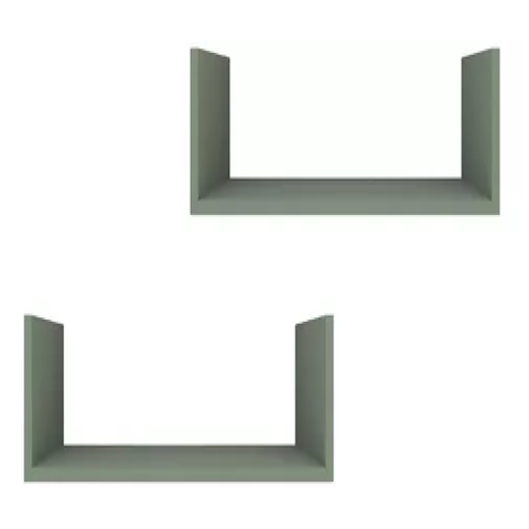 Prateleira U Verde Jade 60x15x10 / Kit com 2 Prateleiras