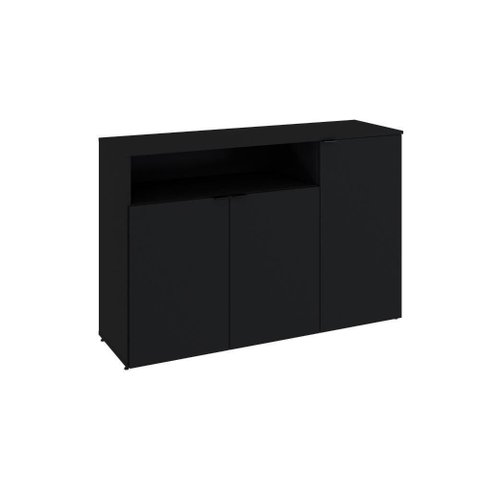 Armário Aparador com 03 Portas e Nicho 89,5x135x42cm Wlap135 Preto Ônix