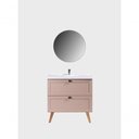 Ver imagem 2 de Gabinete para Banheiro com Cuba e Espelho Redondo 80cm Retro Mdf Rosa Milano - On Móveis