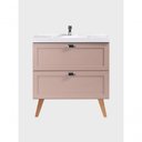 Ver imagem 4 de Gabinete para Banheiro com Cuba e Espelho Redondo 80cm Retro Mdf Rosa Milano - On Móveis