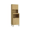Ver imagem 1 de Armário Paneleiro Torre Quente 2 Fornos 4 Portas 220x70 cm Cozinha Amadeirado 100% MDF Casamia