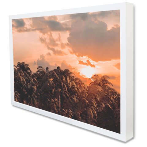 Quadro Decorativo Caixa Paisagem Ao Pôr do Sol  Tacolado Moldura Caixa 3cm Madeira sem Vidro 80 X 12