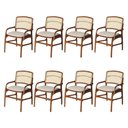Ver imagem 1 de Conjunto 8 Cadeiras de Cozinha Florença em Madeira Jequitibá Terra Braço Encosto Palha Linho Bege