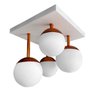 Lustre de Sala Luminária de Teto Quadrada Jabuticaba 4 Globos Esfera de Vidro 110v/220v - Branco/cob - 5