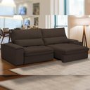 Ver imagem 5 de Sofá Retrátil Reclinável para Sala de Estar Living 280cm Nápoles F04 Veludo Marrom - Lyam Decor